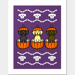 Happy Halloween Labrador Puppies Posters and Art